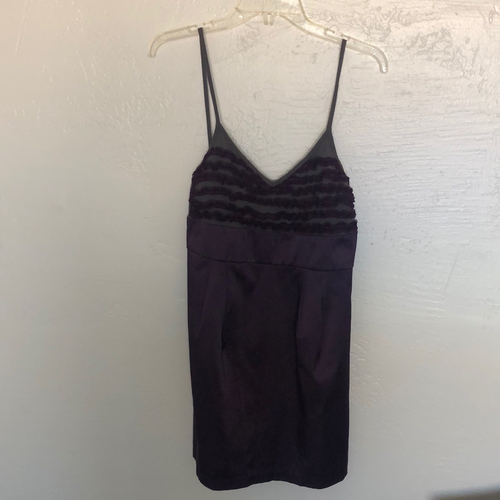Gray and Purple Empire Waistline Mini Dress.